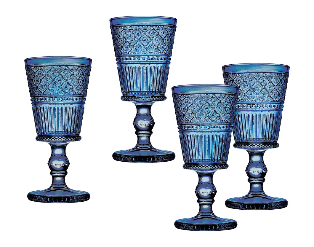 Set of Four Blue Claro Goblets