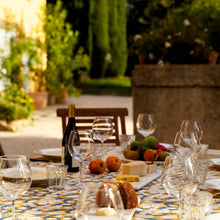 Forest Harvest Mustard & Blue | French Tablecloths: 71" x 128"