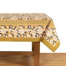 Forest Harvest Mustard & Blue | French Tablecloths: 71" x 128"