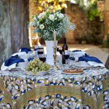 Forest Harvest Mustard & Blue | French Tablecloths: 71" x 142"