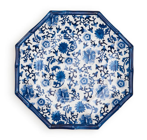 Plates, Blue Floral Melamine Dinner (Set of 4)
