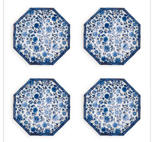 Plates, Blue Floral Melamine (Set of 4)