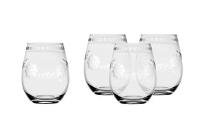 Glass, Stemless Fleur Etched (Set of 4)