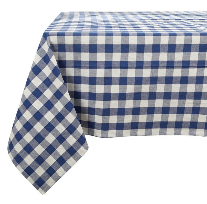 Blue gingham cotton tablecloth 60
