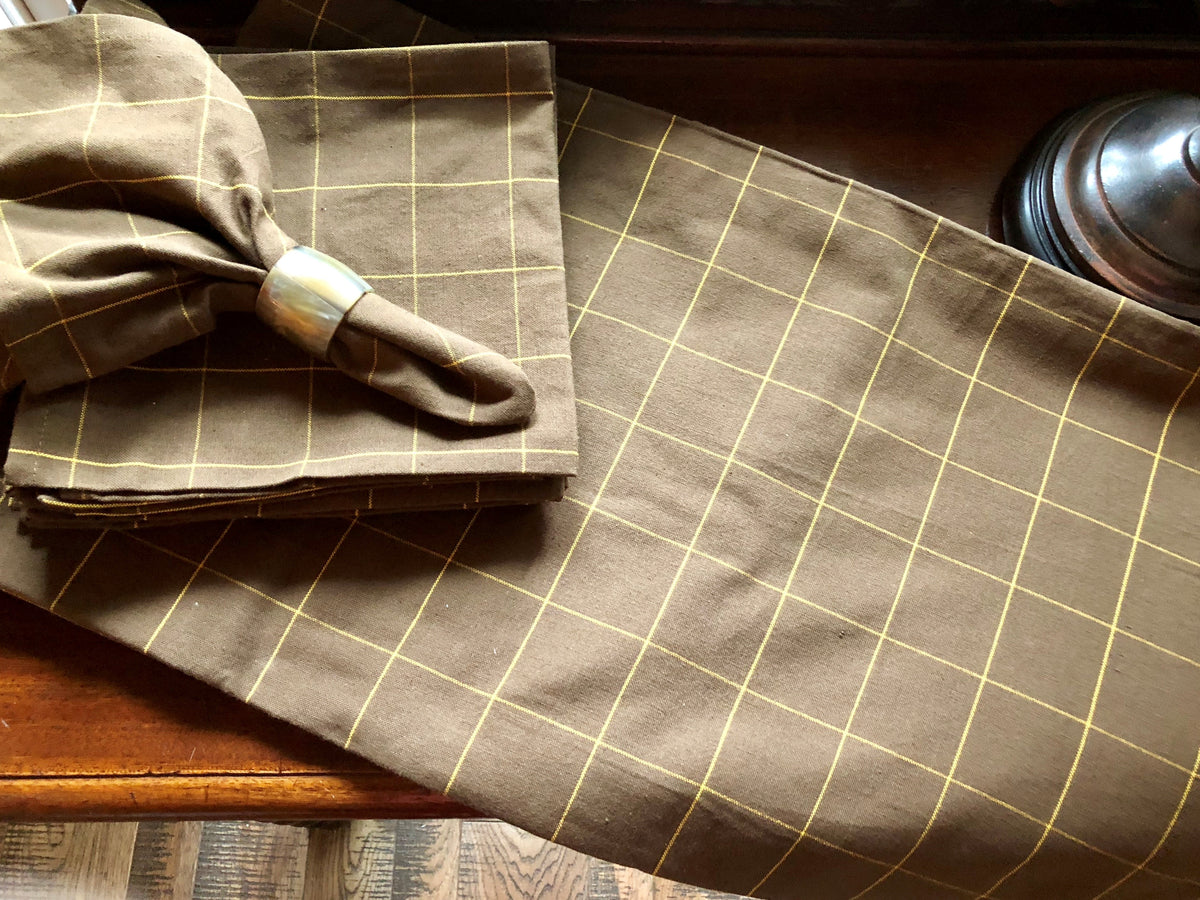 Tablecloth and Napkin Set, Windowpane Walnut (Set of 8 Napkins)