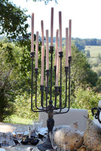 Black Iron and Wood Candelabra | Table Terrain winter table centerpieces, simple candle centerpieces, inexpensive table centerpieces