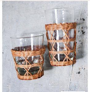 Glasses, Tumbler Wicker Wrapped (Set of 6)
