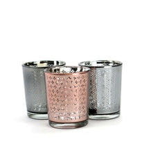 Votive Holders, Pink and Gray Mercury Glass (Set of 3)
