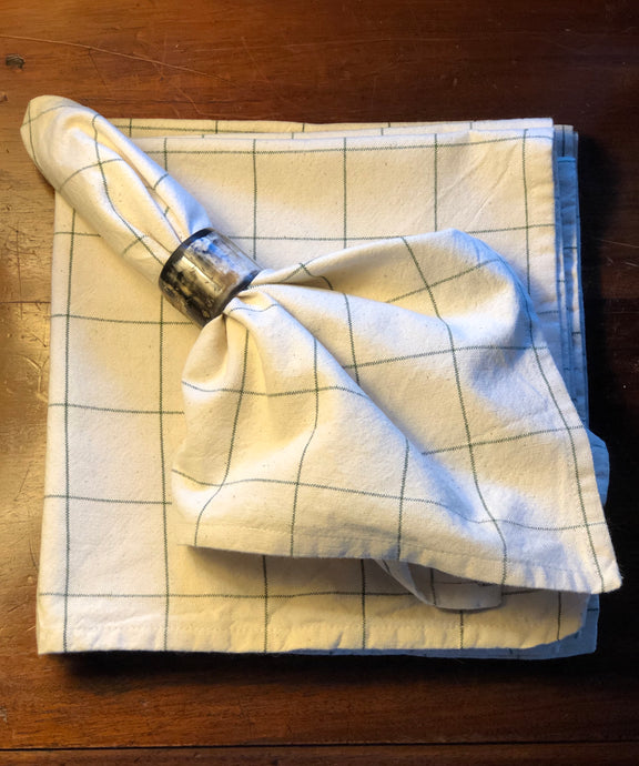 Tablecloth and Napkins Set, Windowpane Cream (Set of 8) 100% Cotton