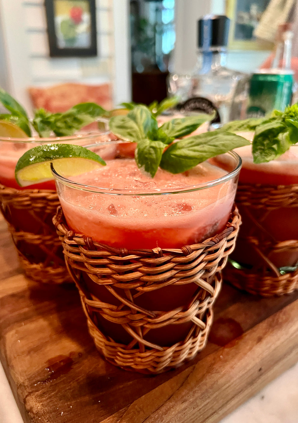 Glasses, Tumbler Wicker Wrapped (Set of 6)