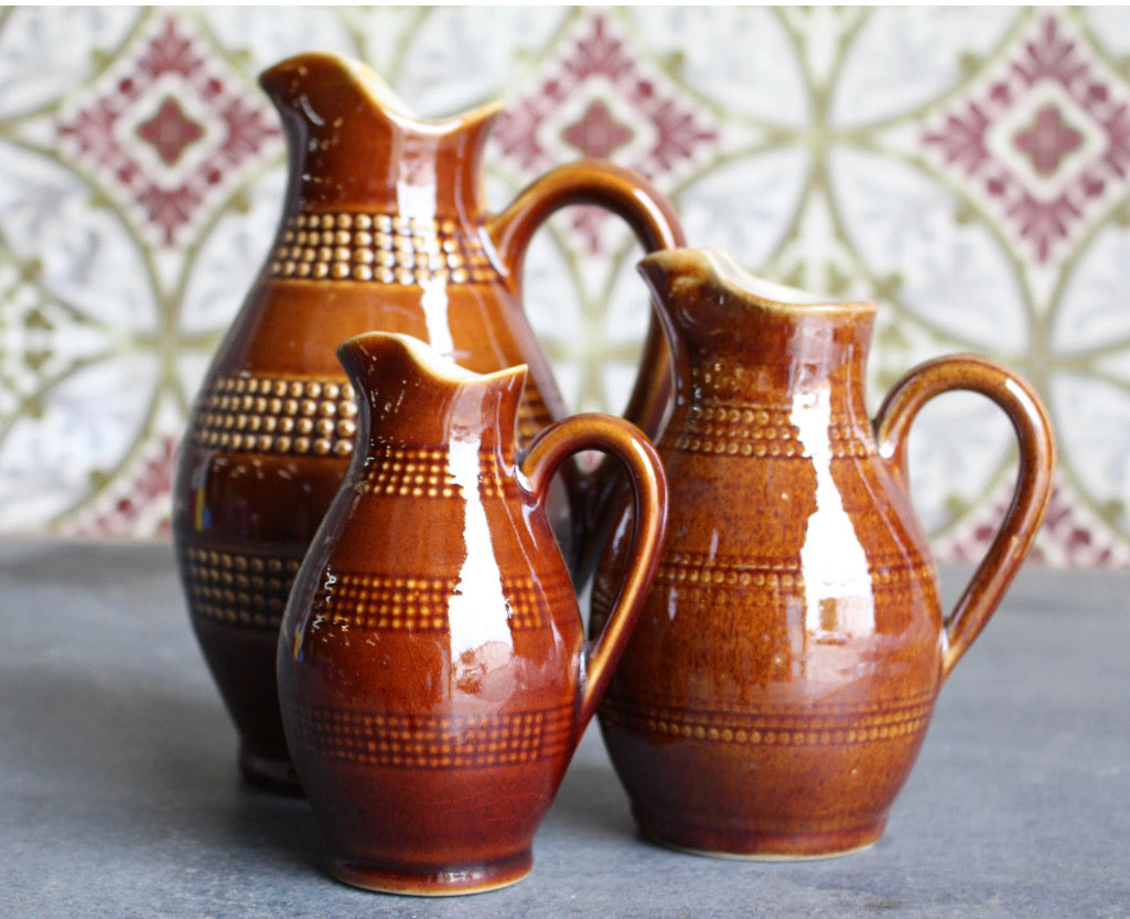 Pitchers, Brown Pottery (Set of 3)