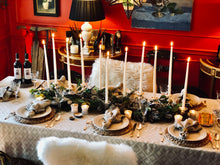 Winter Woodland Tablescape Kit Standard Edition w/Ecru Napkins | Table Terrain Christmas party table decorations, elegant winter table centerpieces, table candelabra centerpieces