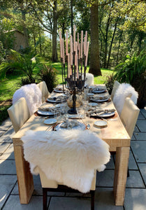 Sheephide Rug | Table Terrain winter table centerpieces, simple candle centerpieces, inexpensive table centerpieces