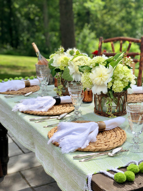 White 100% linen napkins with a relaxed stonewashed finish