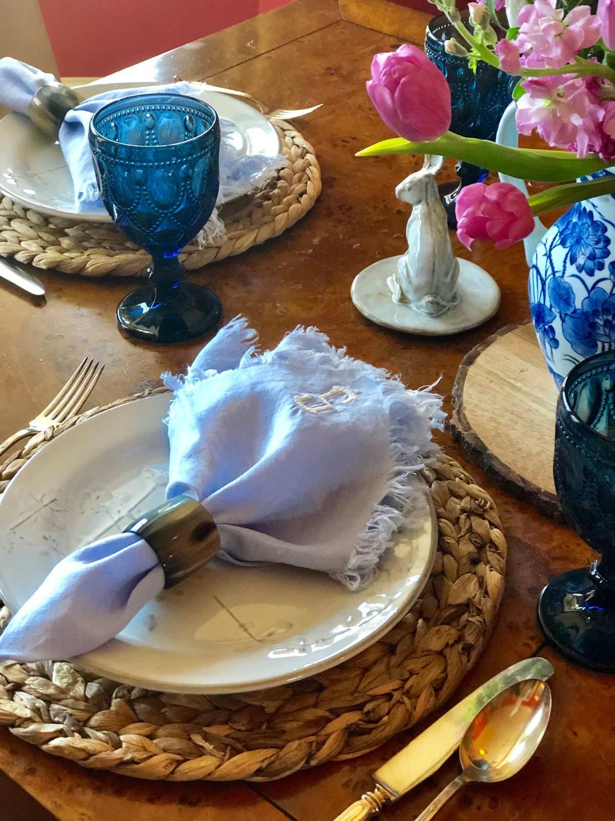 Napkins, Periwinkle Blue Stonewashed (Set of 8) 100% Linen