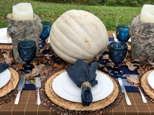 Stonewashed 100% Linen Napkins in Indigo Blue (Set of 8) | Table Terrain January tablescapes, men's table decorations, kitchen table arrangements