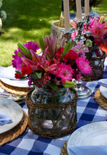 Wicker Basket Vase or Hurricane | Table Terrain January tablescapes, men's table decorations, kitchen table arrangements